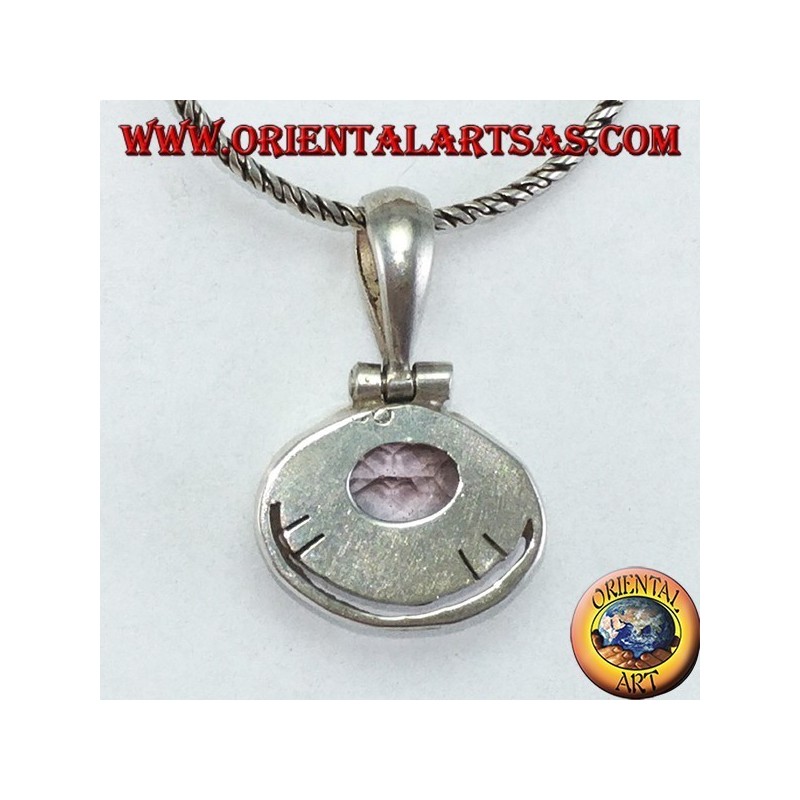 Silberanhänger mit natürlichem ovalem Amethyst, horizontal montiert