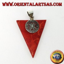 Colgante de plata con nácar rojo (coral) triangular