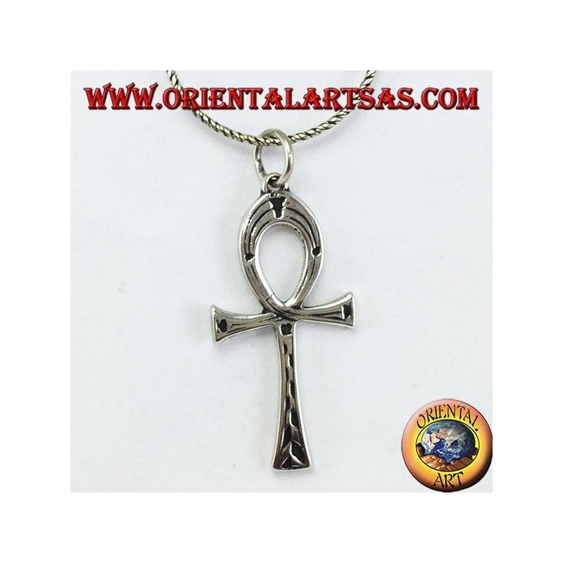 Silberner Anhänger ein ägyptisches Kreuz Ankh (Schlüssel des Lebens) eingelegt