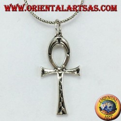 Silberner Anhänger ein ägyptisches Kreuz Ankh (Schlüssel des Lebens) eingelegt