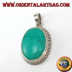 Colgante de plata con turquesa tibetana natural rodeado de bolas