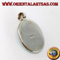 Pendentif en argent avec Turquoise tibétaine naturelle entourée de boules