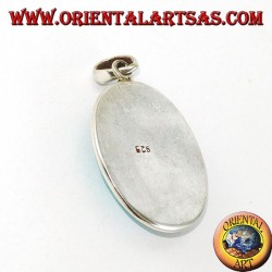 Colgante de plata con turquesa tibetana natural y borde trenzado