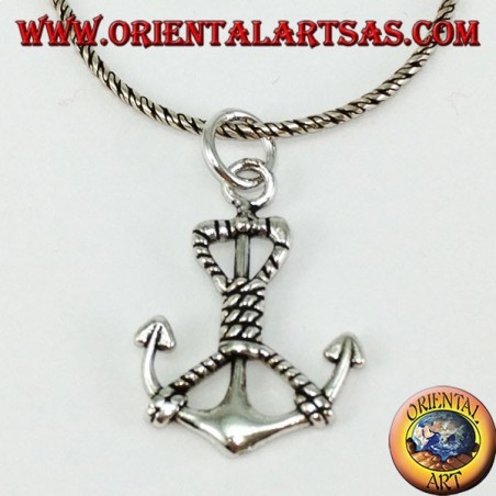 Ciondolo  in argento àncora marina con corda (media) 