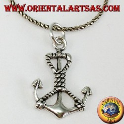 Pendentif en argent avec ancre marine avec corde (moyen)