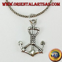 Silver pendant with marine anchor with rope (medium)