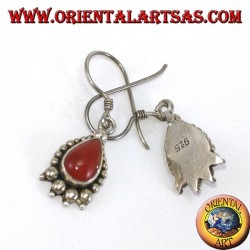 Pendientes de plata con cornalina caída decorada con puntos de plata