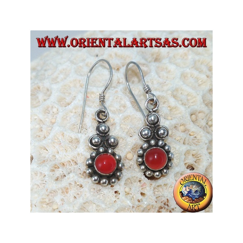 Silver earrings with round carnelian Bali (small)