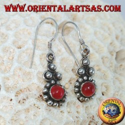Boucles d'oreilles en argent avec cornaline ronde Bali (petit)