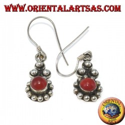 Boucles d'oreilles en argent avec cornaline ronde Bali (petit)