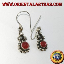 Pendientes de plata con cornalina redonda Bali (pequeña)