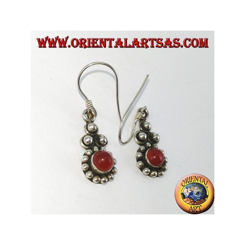 Orecchini in argento con corniola tonda Bali (piccolo)