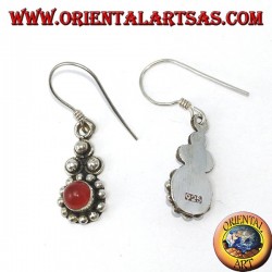 Pendientes de plata con cornalina redonda Bali (pequeña)
