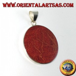 Pendentif en argent avec madrepora rouge (corail), rond et en spirale