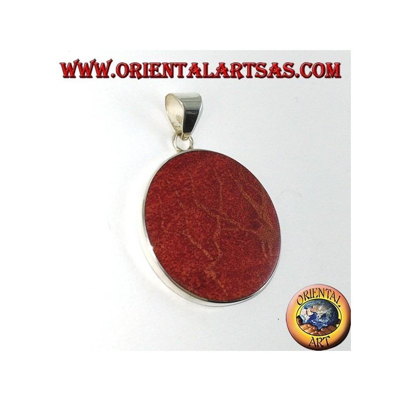 Ciondolo in argento con madrepora rossa (corallo) tonda e spirale