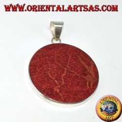 Silberanhänger mit roter Madrepora (Koralle), rund und spiralförmig