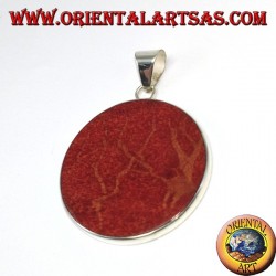 Pendentif en argent avec madrepora rouge (corail), rond et en spirale