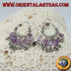 Silber Creolen mit Amethyst Anhänger