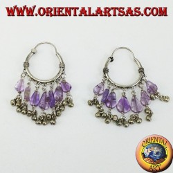 Boucles d'oreilles en argent avec pendentifs en améthyste