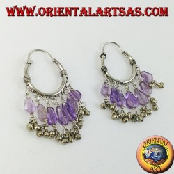 Silber Creolen mit Amethyst Anhänger