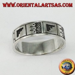 Bandring in Silber mit Maya-Flachrelief