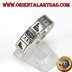 Bandring in Silber mit Maya-Flachrelief