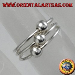 Silberne Ringe mit drei Kugeln für Füße oder Phalanx