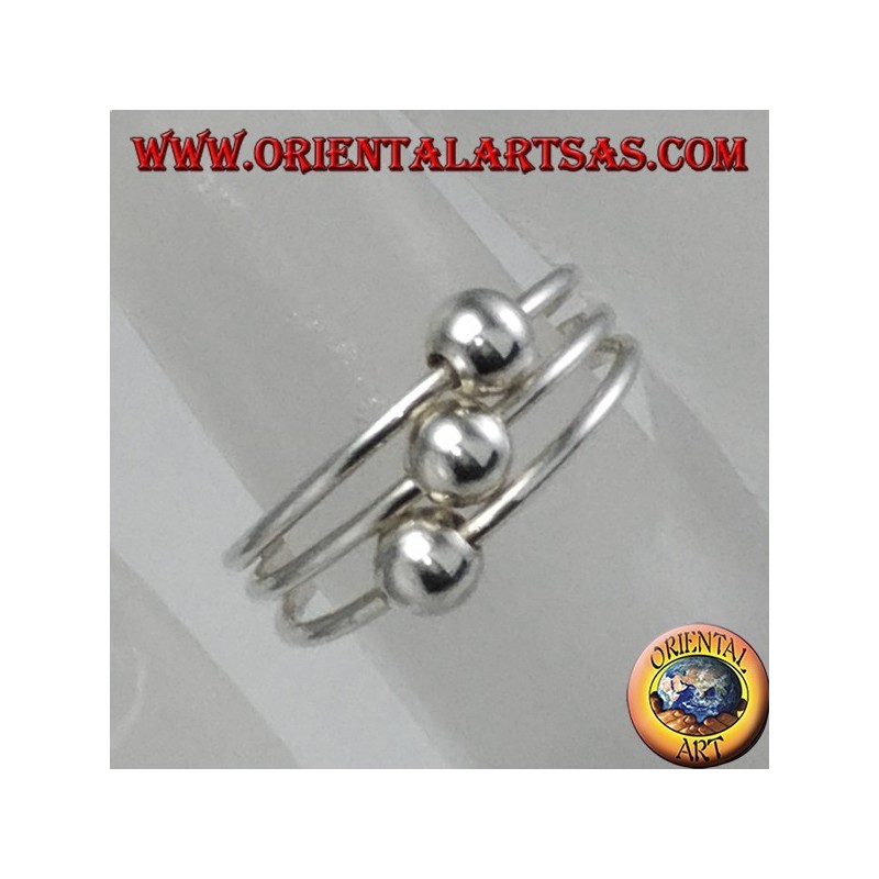 Silberne Ringe mit drei Kugeln für Füße oder Phalanx