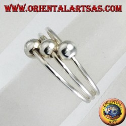 Silberne Ringe mit drei Kugeln für Füße oder Phalanx