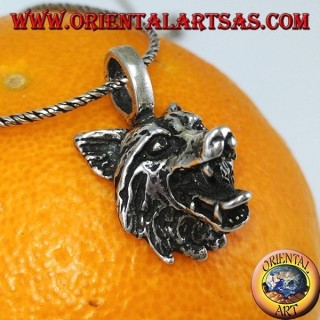 Silber Anhänger Wolfskopf 