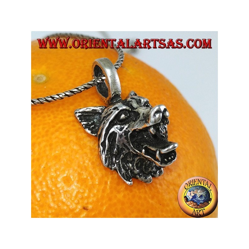 Silber Anhänger Wolfskopf 