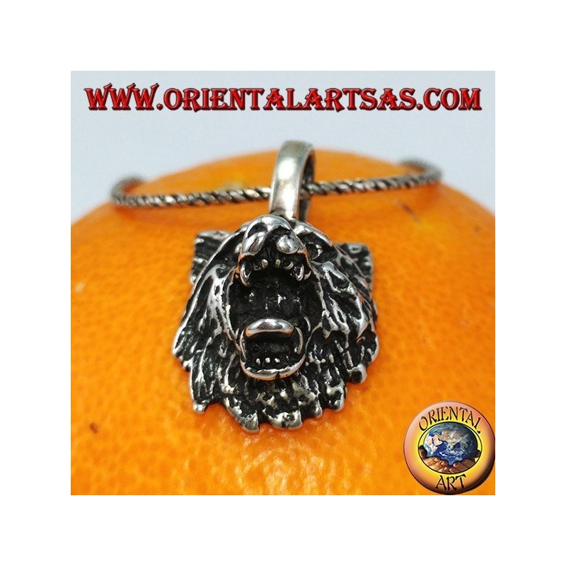 silver pendant wolf's head