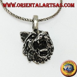 silver pendant wolf's head