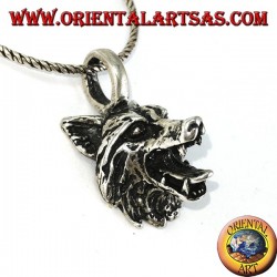 silver pendant wolf's head