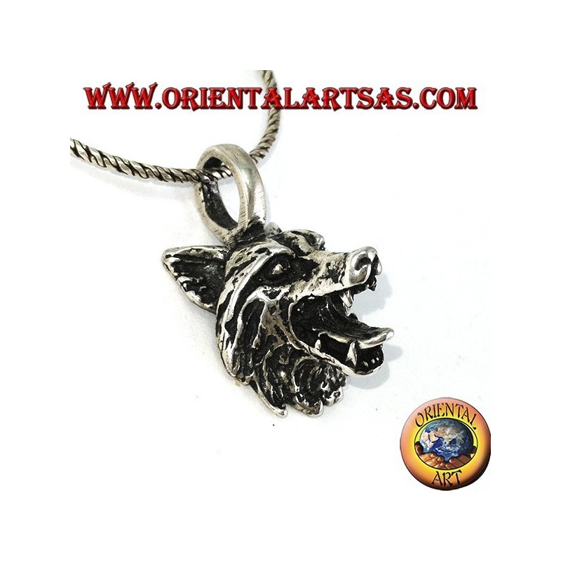 silver pendant wolf's head