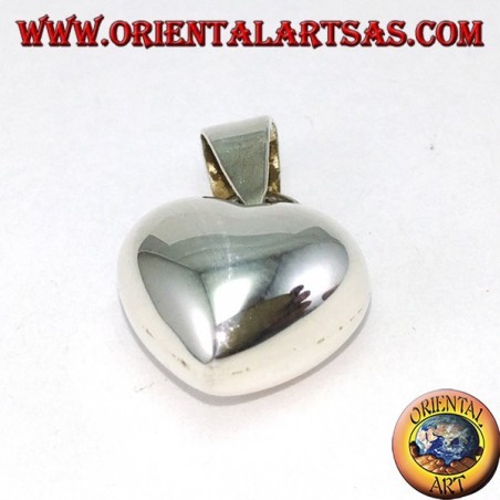 Ciondolo in argento, cuore spesso (bombato) liscio piccolo