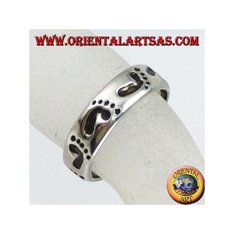 Silver rings with foot print, for toes or phalanxes