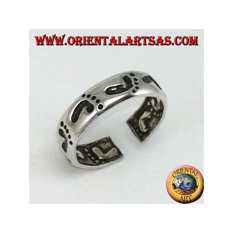 Silver rings with foot print, for toes or phalanxes
