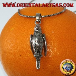 Silver pendant Parrot mobile moves wings and neck