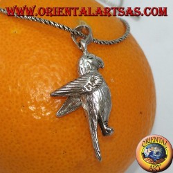 Silver pendant Parrot mobile moves wings and neck
