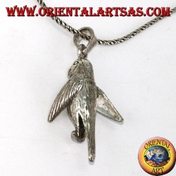 Silver pendant Parrot mobile moves wings and neck