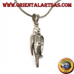Silver pendant Parrot mobile moves wings and neck