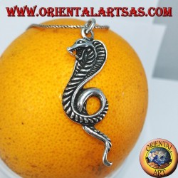 Silver pendant, royal cobra snake (large)
