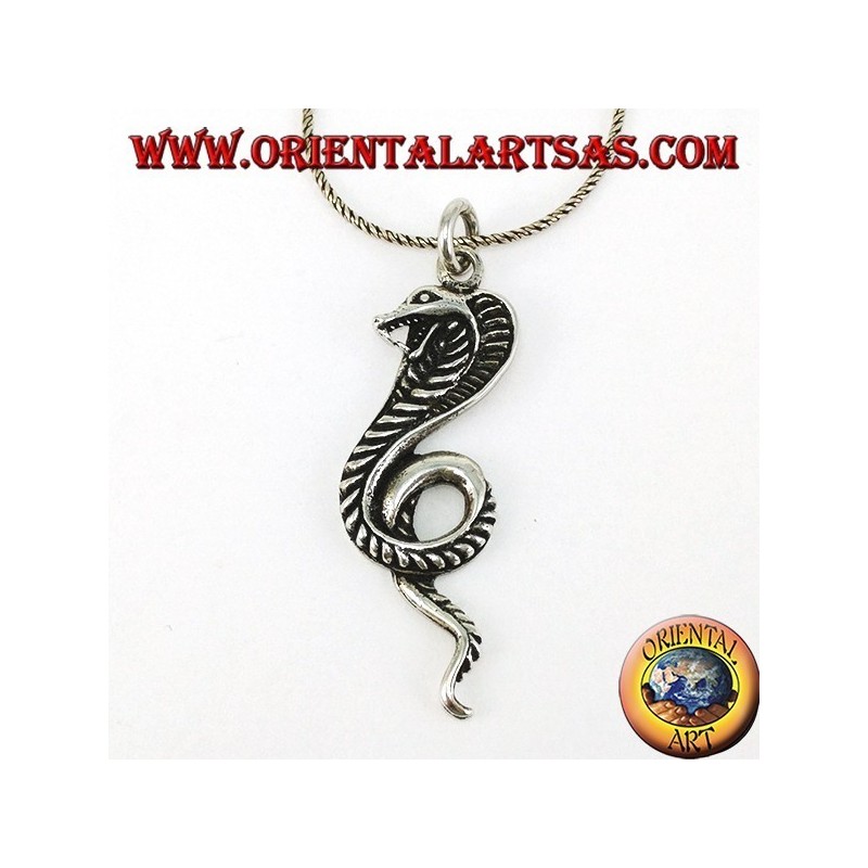 Ciondolo in argento, serpente Cobra reale (grande)