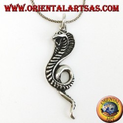 Silver pendant, royal cobra snake (large)