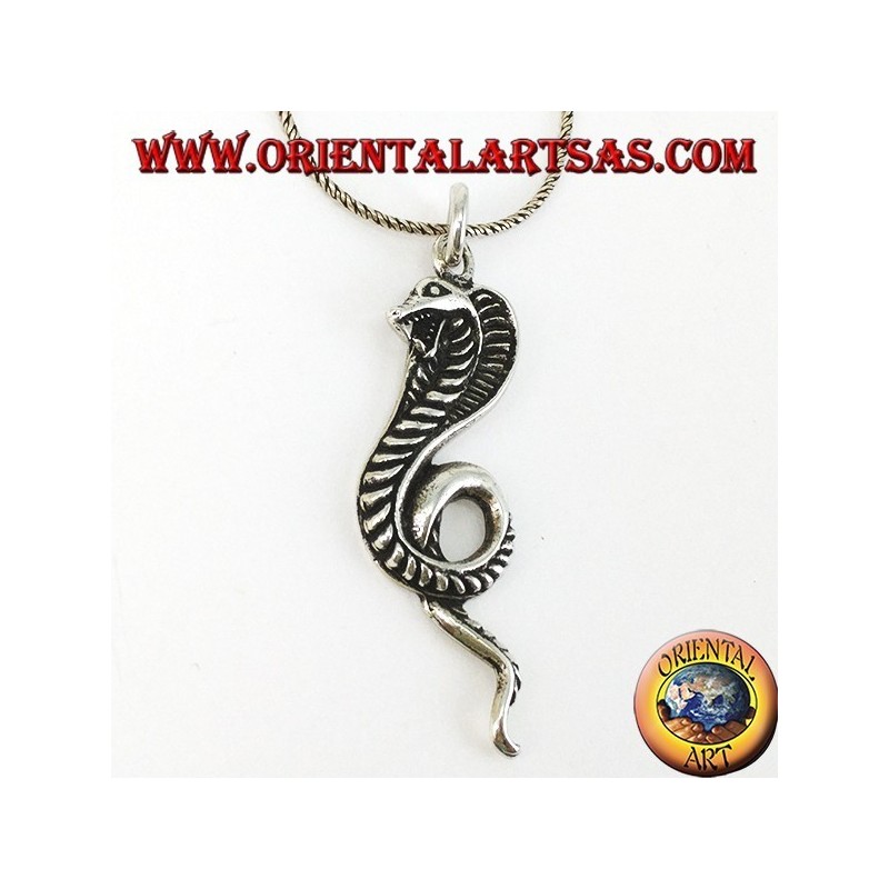 Pendentif en argent, serpent royal cobra (grand)