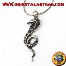 Silver pendant, royal cobra snake (large)