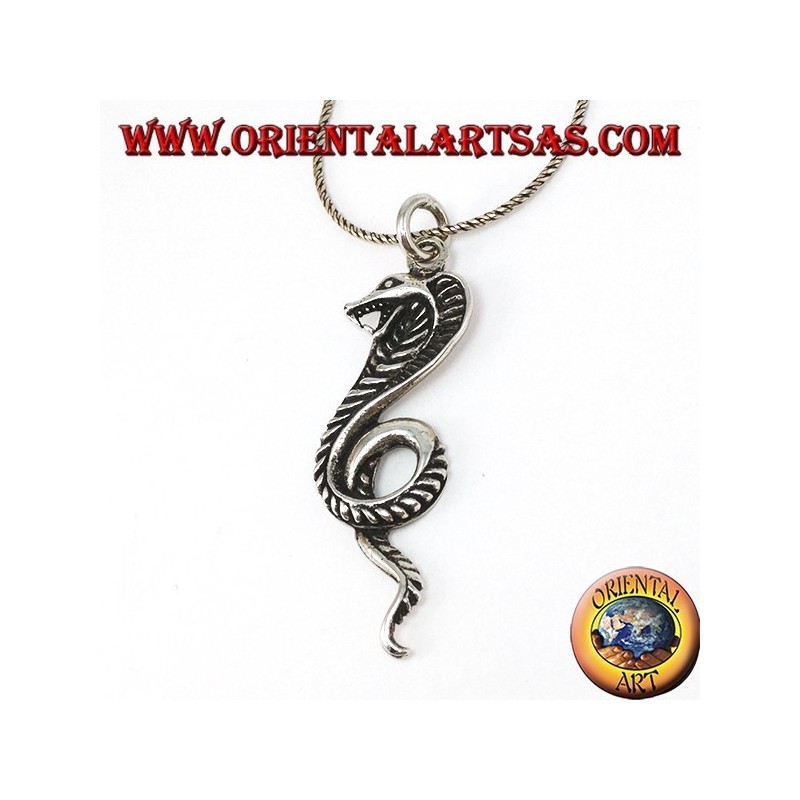Ciondolo in argento, serpente Cobra reale (grande)