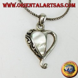 Pendentif coeur en argent avec nacre