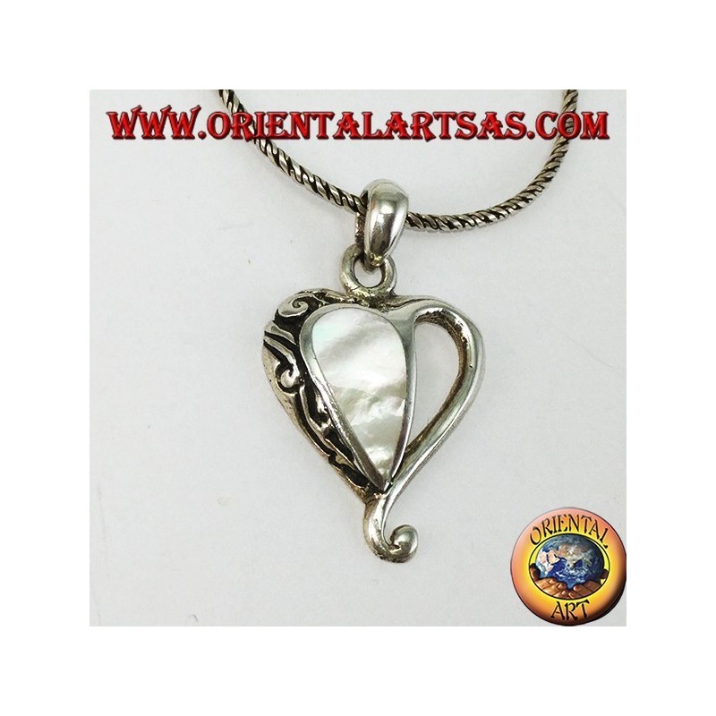 Ciondolo in argento cuore con madreperla